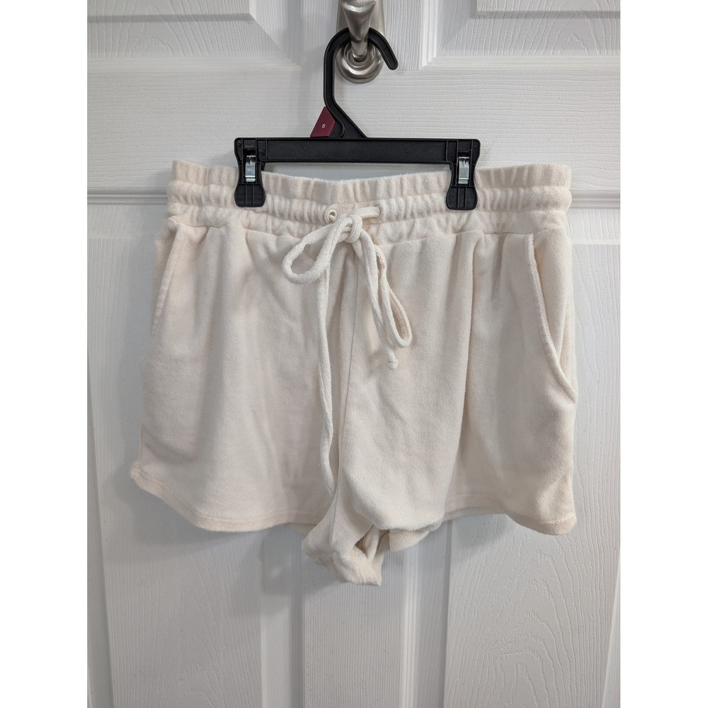 Show Me Your Mumu Shorts Womens Cream Terry Cloth Drawstring Pockets - Size S